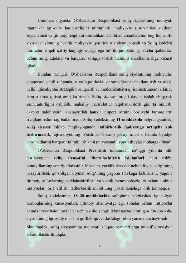 O‘zbekiston Respublikasi soliq siyosati. 4