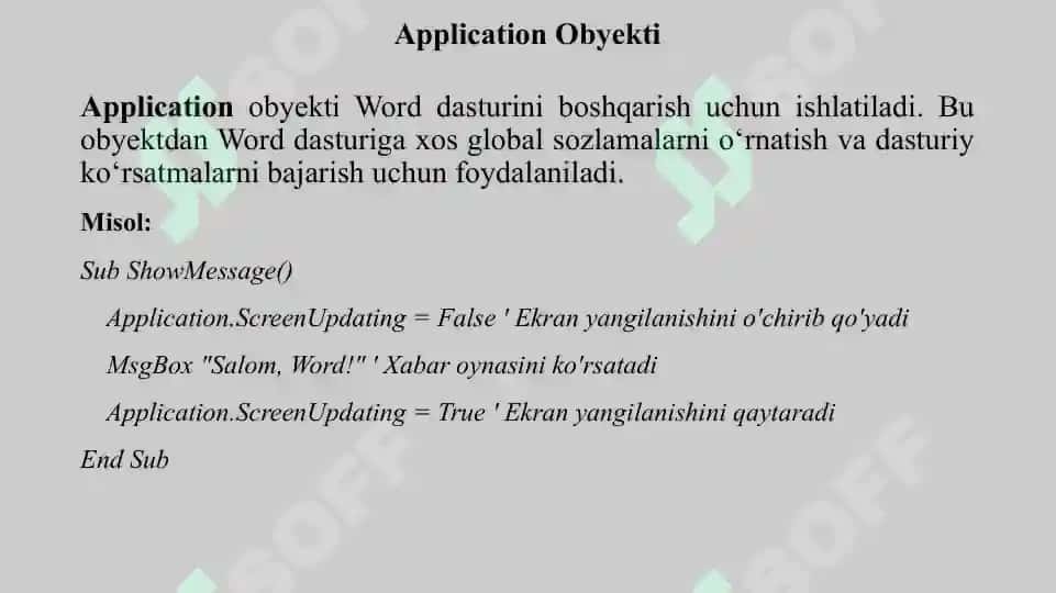 Microsoft Word obyektlarini ishlatish 4