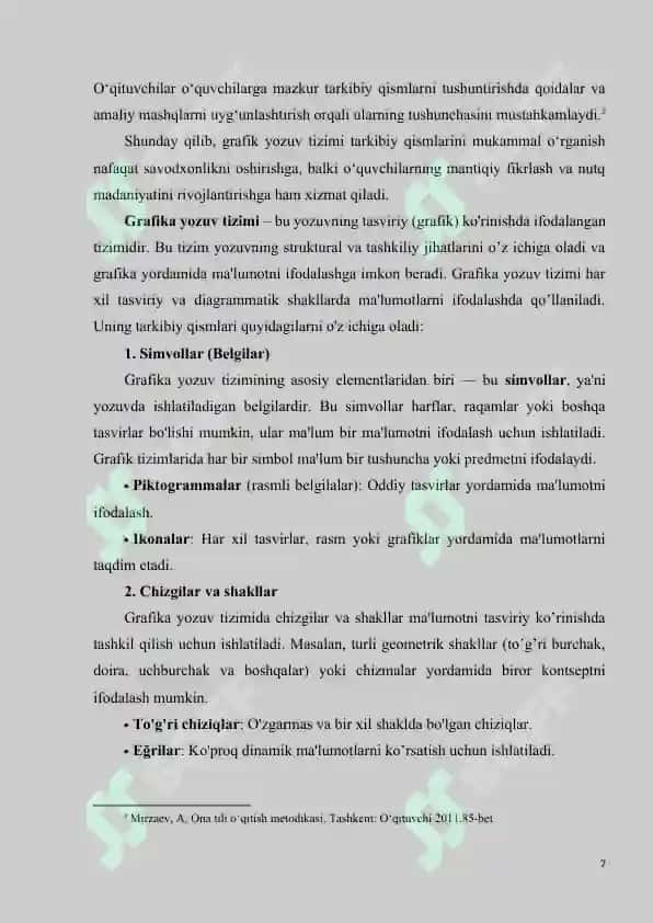 Grafika yozuv tizimining barcha vositalarini o‘rganish usullari 7