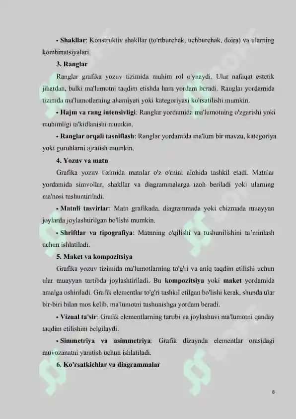 Grafika yozuv tizimining barcha vositalarini o‘rganish usullari 8
