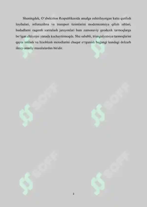 III- RAZRYADLI TRIANGULYATSIYA TO’RINI QAYTA ISHLASH  VA ULARNI HISOBLASH USULLARI. PARAMETRIK VA KORRELATLAR USULI 3