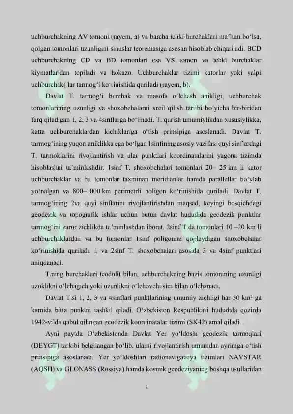 III- RAZRYADLI TRIANGULYATSIYA TO’RINI QAYTA ISHLASH  VA ULARNI HISOBLASH USULLARI. PARAMETRIK VA KORRELATLAR USULI 5