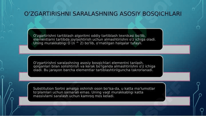 Oʻrniga qo'yish bilan saralash algoritmi va uning murakkabligi 4