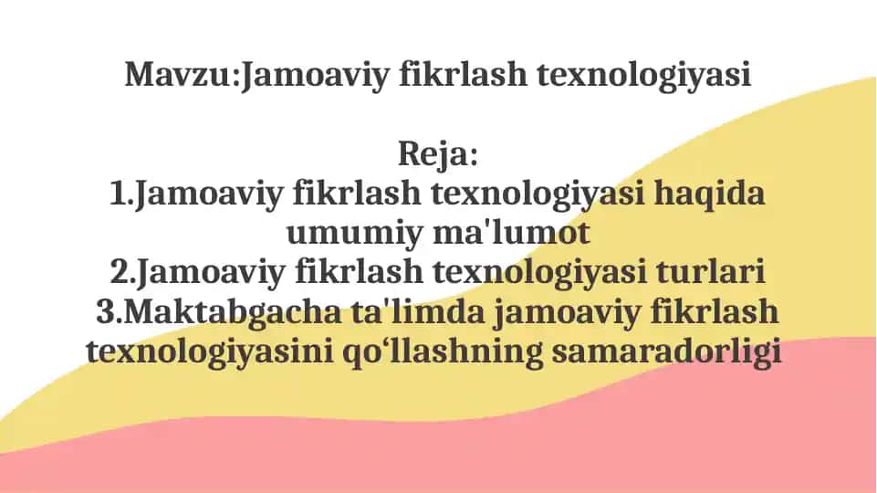 jamoaviy fikrlash texnologiyasi