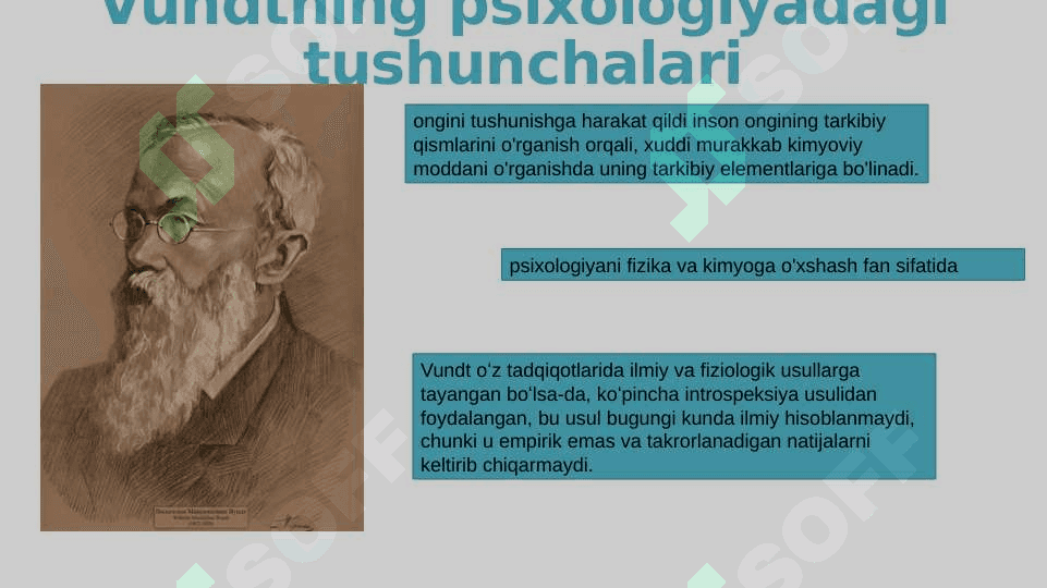 V.Vundt tomonidan ongning tasniflanishi 4