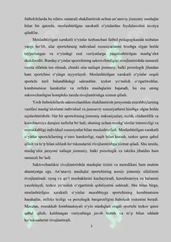 Futbolchilarda sakrovchanlik sifatini moslashtirilgan xarakatli o‘yinlar yordamida shakllantirish 3