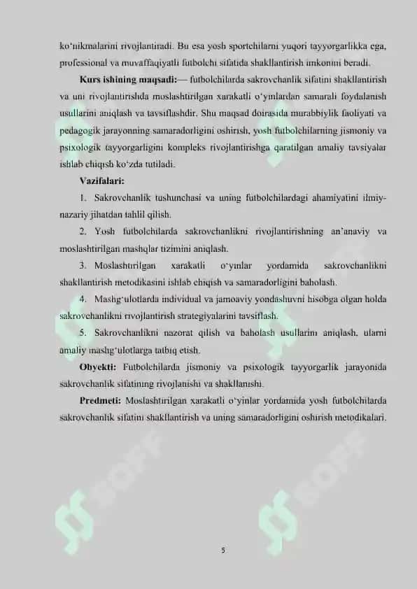 Futbolchilarda sakrovchanlik sifatini moslashtirilgan xarakatli o‘yinlar yordamida shakllantirish 5