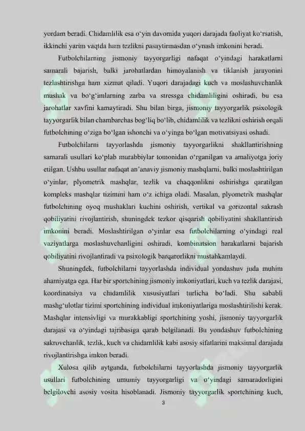 Futbolchilarni  tayyorlashda jismoniy tayyorgarlik usullari. 3
