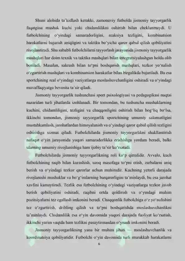 Futbolchilarni  tayyorlashda jismoniy tayyorgarlik usullari. 6