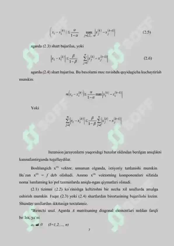 Chiziqsiz tenglamalarni yechishning oddiy iteratsiya usuli 7