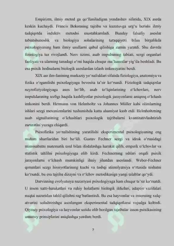 Eksperimental psixologiyaning paydo bo‘lish shart-sharoitlari 7