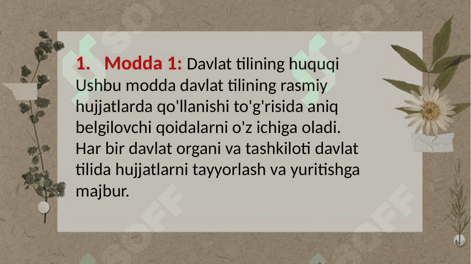 ,,Davlat tili’’ haqidagi qonunda hujjat yurutuvi mavzusida moddalar tahlili 3