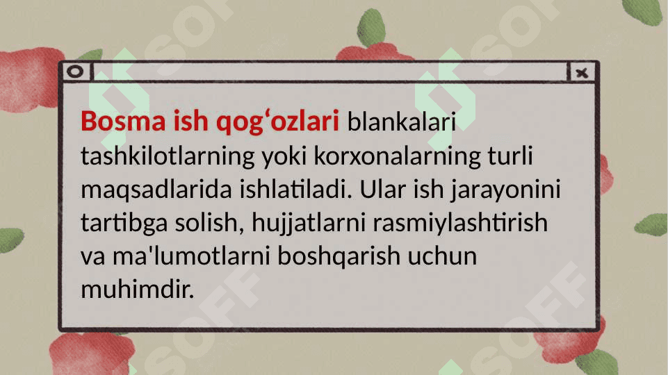 Blankalar – bosma ish qog`ozlari 2