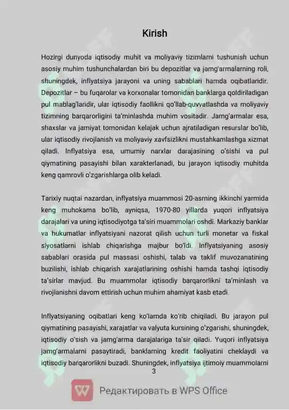 Depozitlar va Jamg'armalar Bilan Inflyatsiya 3