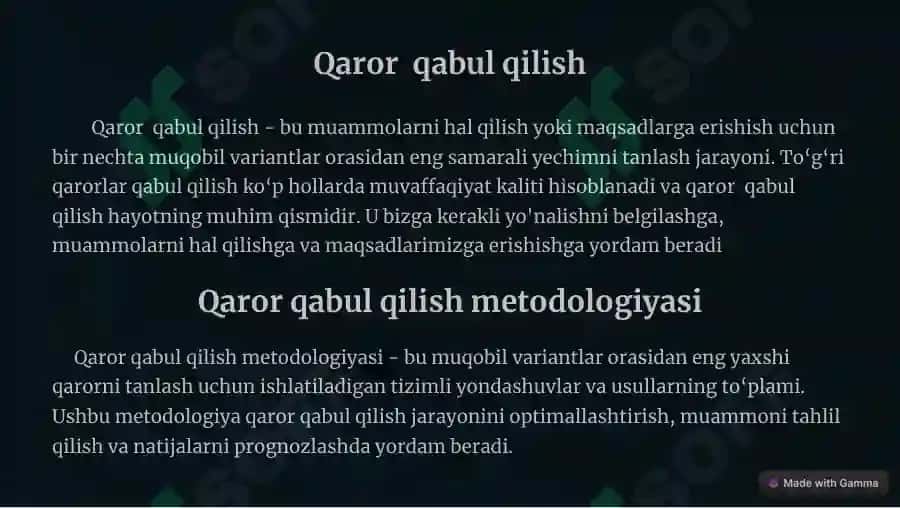 Qaror Qabul Qilish Metodologiyasi 2