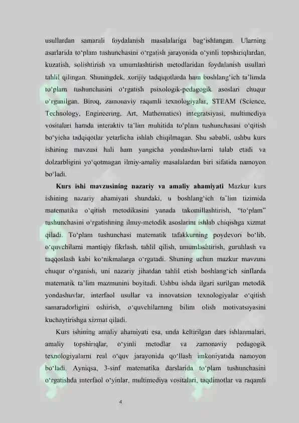 Boshlang‘ich sinflarda to‘plamga oid topshiriqlar yechish metodikasi  |   "Boshlang‘ich sinflarda to‘plamga oid topshiriqlar yechish metodikasi" 4