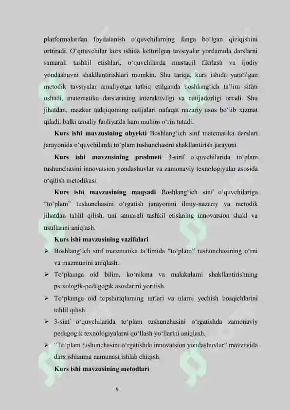 Boshlang‘ich sinflarda to‘plamga oid topshiriqlar yechish metodikasi  |   "Boshlang‘ich sinflarda to‘plamga oid topshiriqlar yechish metodikasi" 5