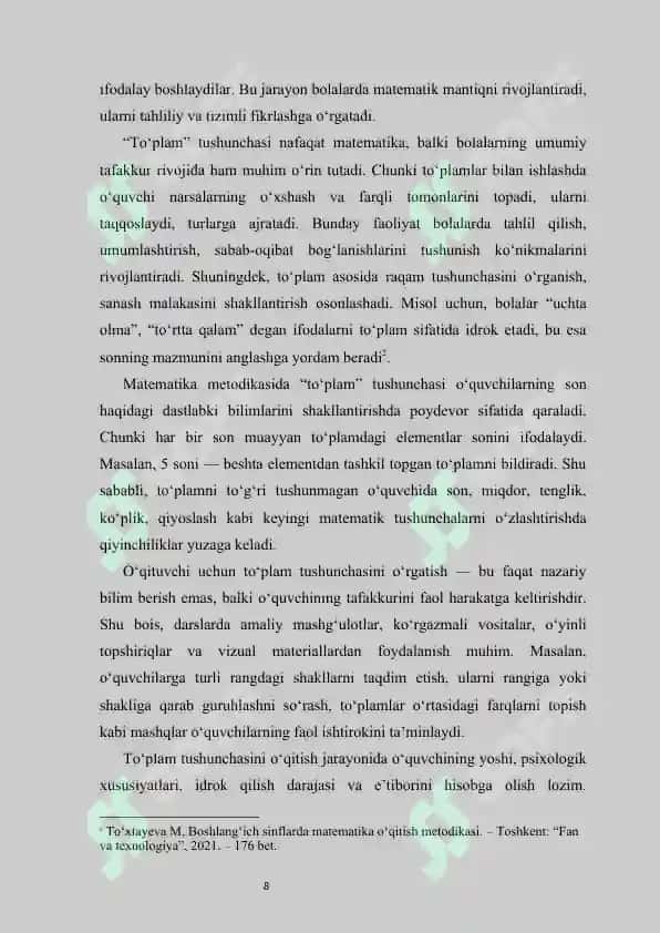 Boshlang‘ich sinflarda to‘plamga oid topshiriqlar yechish metodikasi  |   "Boshlang‘ich sinflarda to‘plamga oid topshiriqlar yechish metodikasi" 8