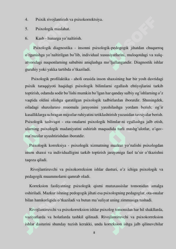 Konsultativ psixologiya psixologik xizmatning yirik yo’nalish psixologik maslahatni tadqiq etuvchi zamonaviy fan yo’nalishi sifatida 8