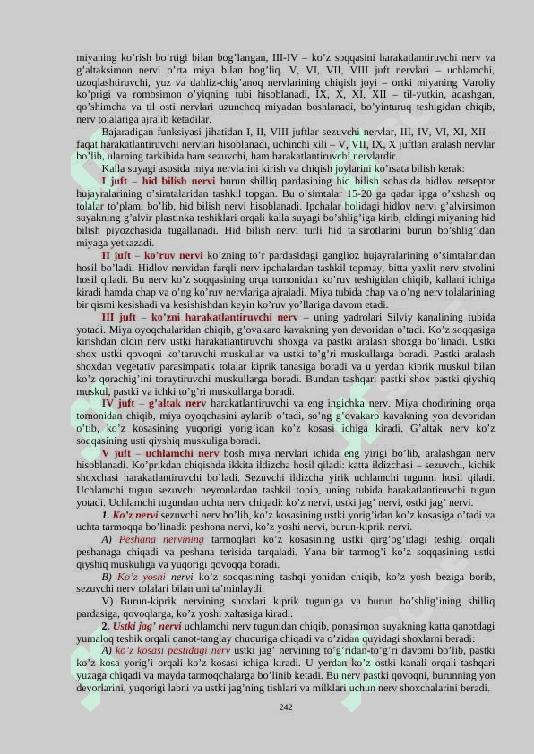«PERIFERIK NERV TIZIMI. BOSH MIYA NERVLARI» 2