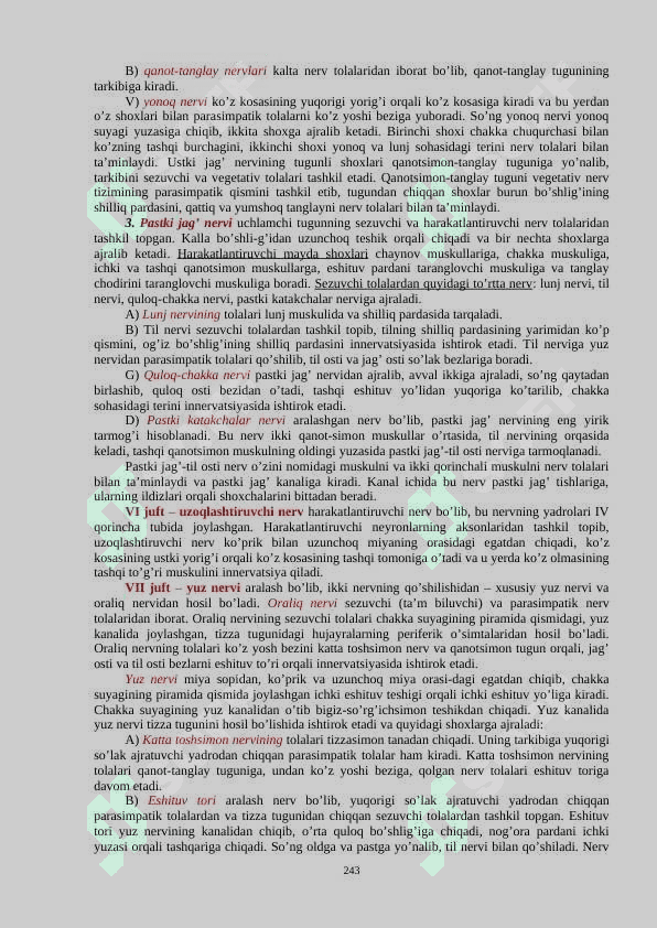 «PERIFERIK NERV TIZIMI. BOSH MIYA NERVLARI» 3