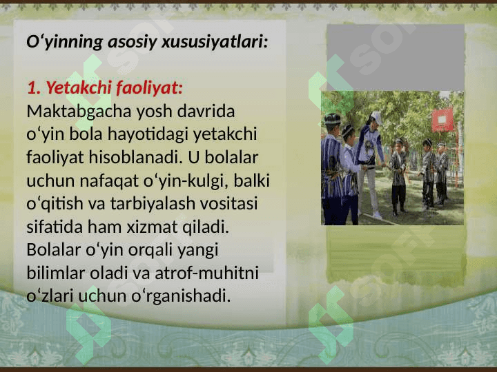 Oʻyin maktabgacha tarbiya yoshida yetakchi faoliyat sifatida 3