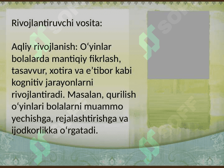 Oʻyin maktabgacha tarbiya yoshida yetakchi faoliyat sifatida 4