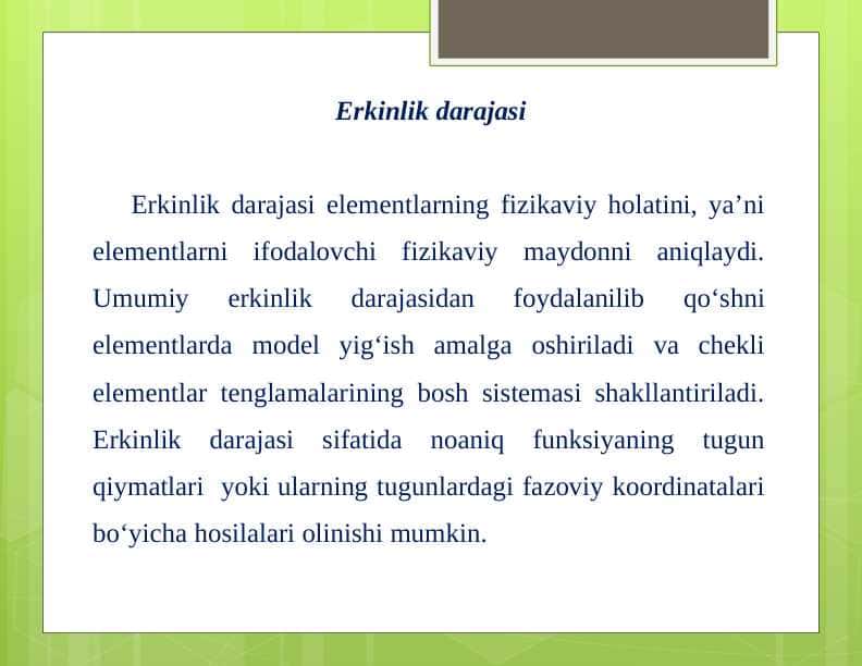 Erkinlik darajasi