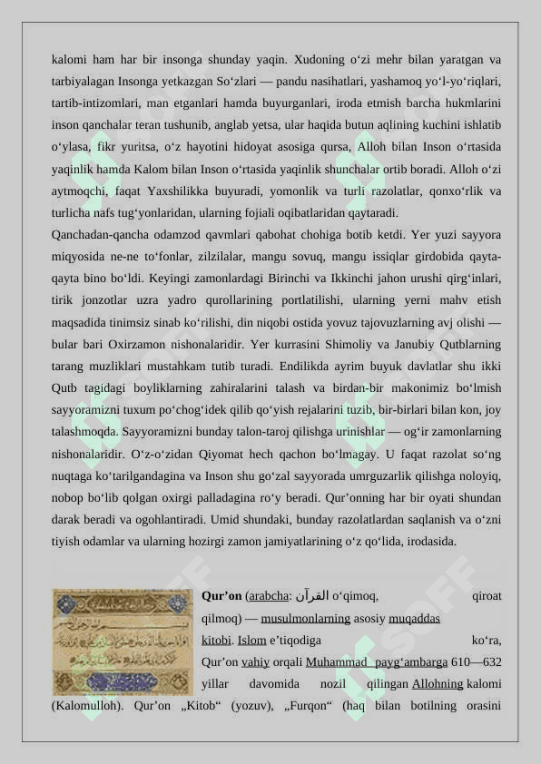 Mustaqillik yillarida quronning  o’zbek tiliga  tarjima qilinishi tafsirlari 2