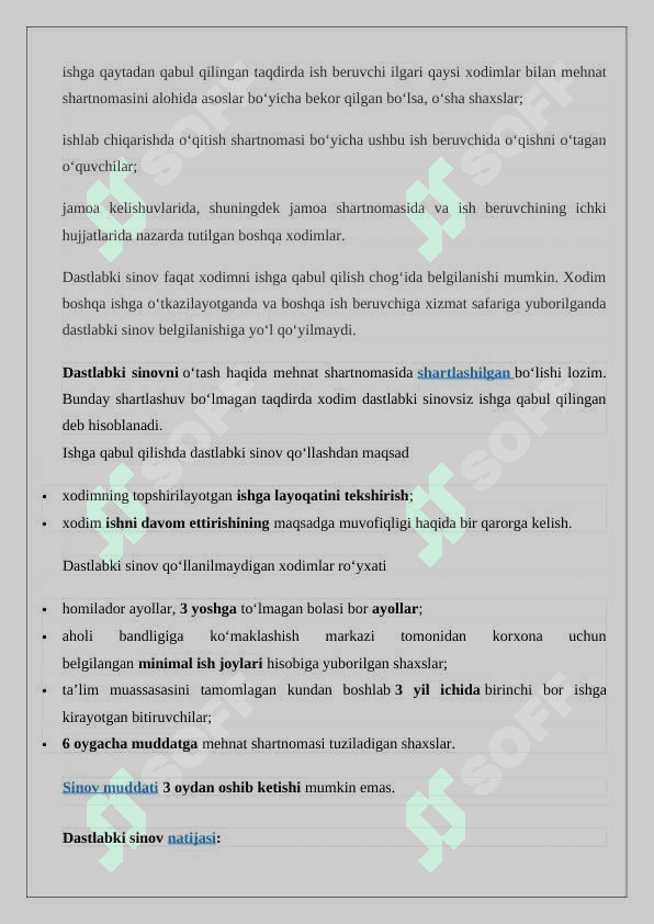 Ishga qabul qilish davrida dastlabki sinov 24 6