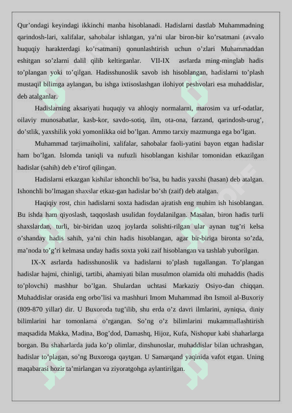 Quron va xadis sharq xalqlarining  diniy, ilmiy va ma’naviy me’rosi sifatida 7