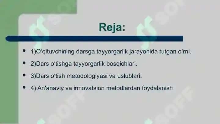 Dars oʻtishga tayyorlanish va dars oʻtish metodologiyasi. 2