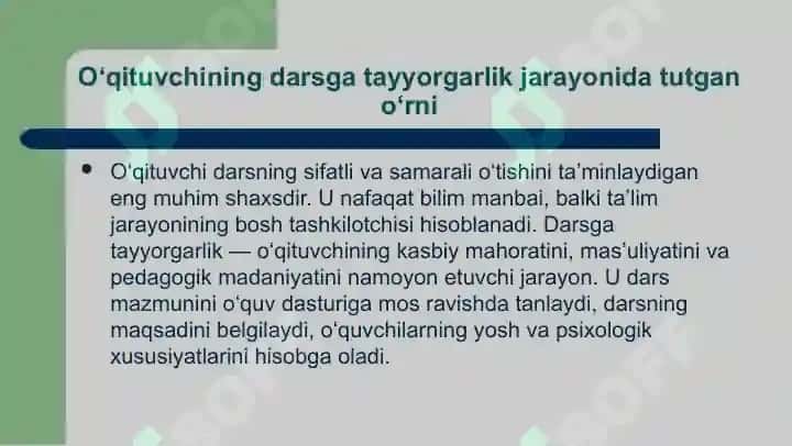 Dars oʻtishga tayyorlanish va dars oʻtish metodologiyasi. 3