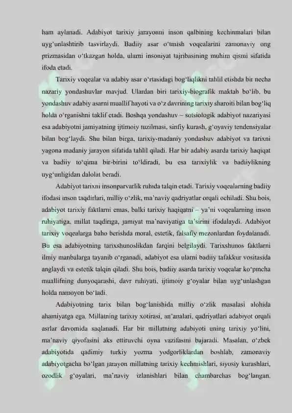 N.KARIMOVNING “ADABIYOT VA TARIXIY JARAYON”, “UCH BUYUK SIYMO” KITOBLARINI KONSPEKT QILISH 3