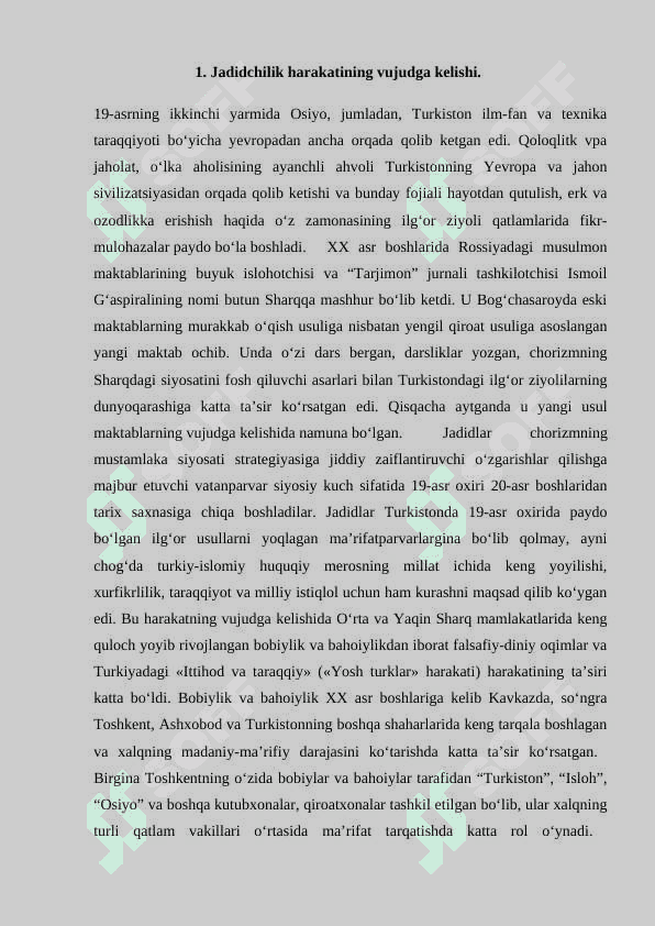 Turkistonda jadidlar harakatining rivojlanishi va unda g`ozi yunusning tutgan oʻrni 4