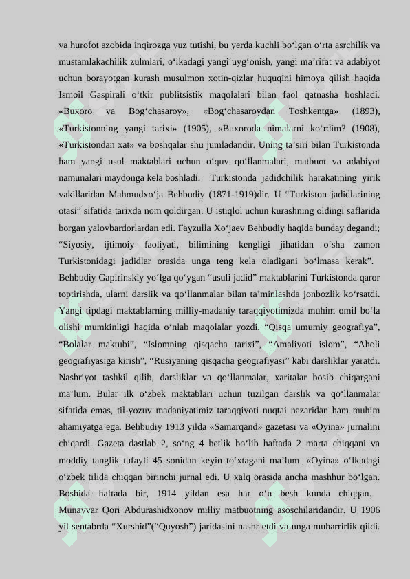 Turkistonda jadidlar harakatining rivojlanishi va unda g`ozi yunusning tutgan oʻrni 7
