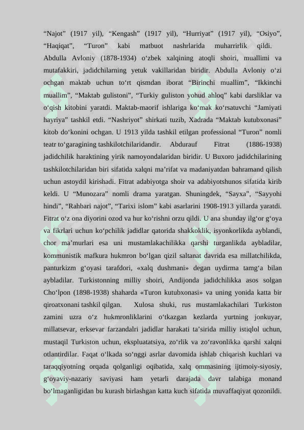 Turkistonda jadidlar harakatining rivojlanishi va unda g`ozi yunusning tutgan oʻrni 8