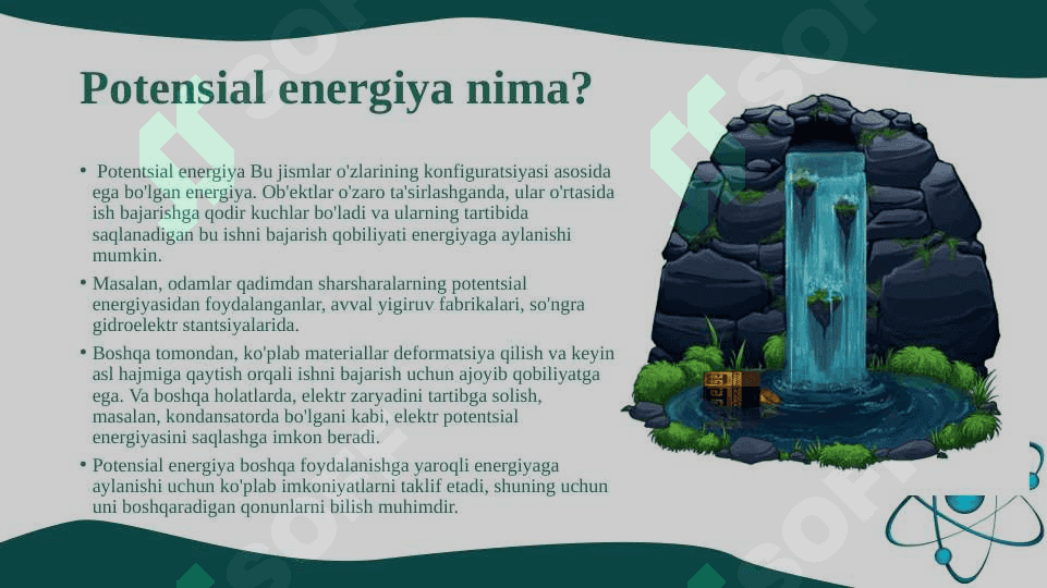 Kinetik va potensial energiya.Energiyaning saqlanish qonuni 1