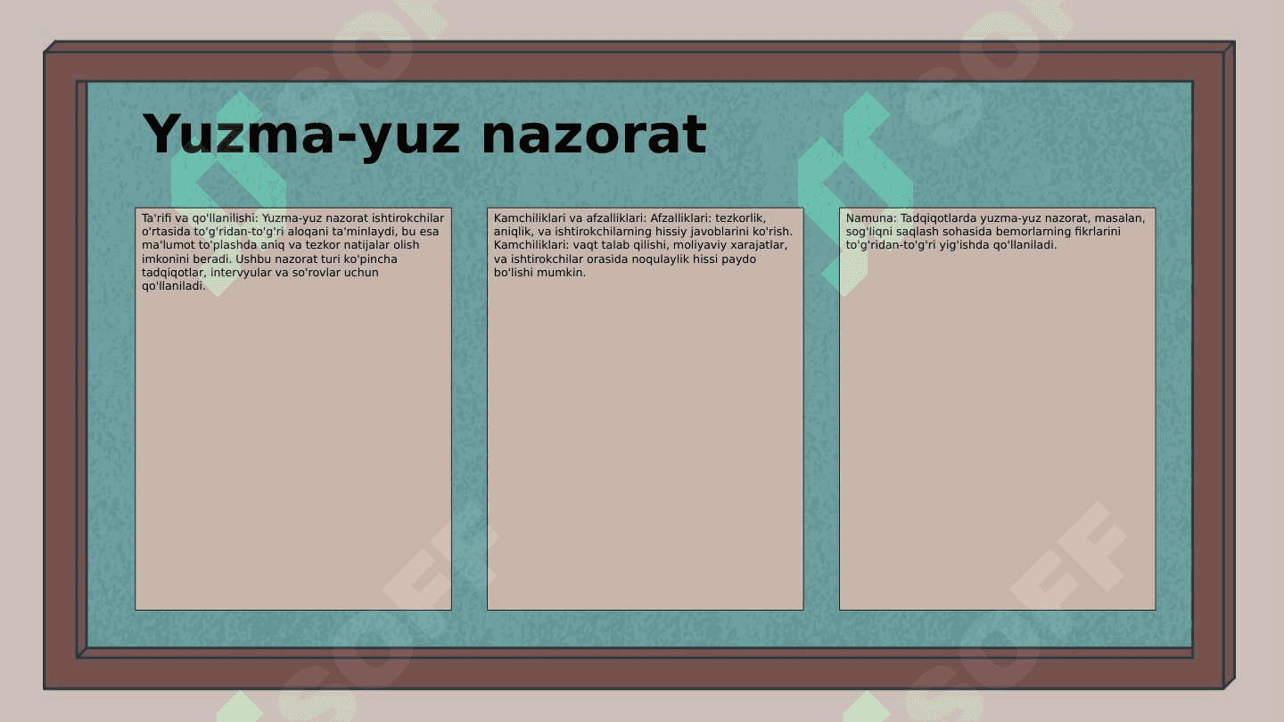 Nazorat trulari va shakllari, metodlari 5