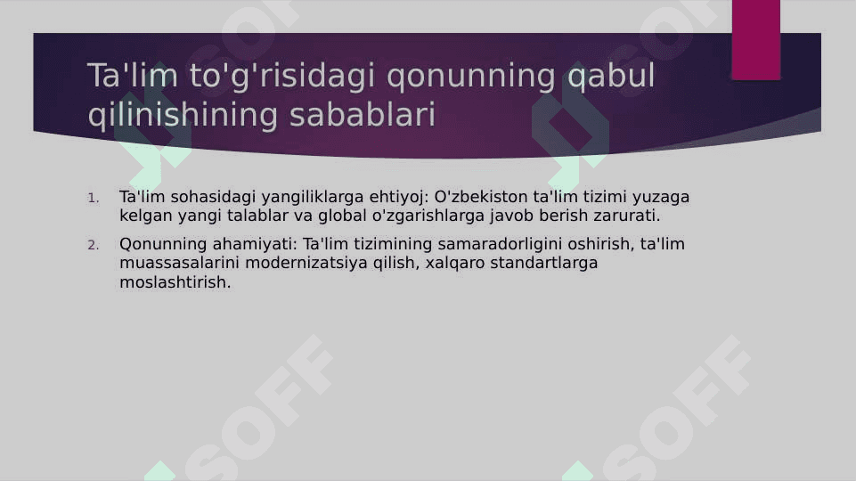 O’ZBEKITON RESPUBLIKASI TA’LIM TO’G’RISIDAGI QONUNi 3