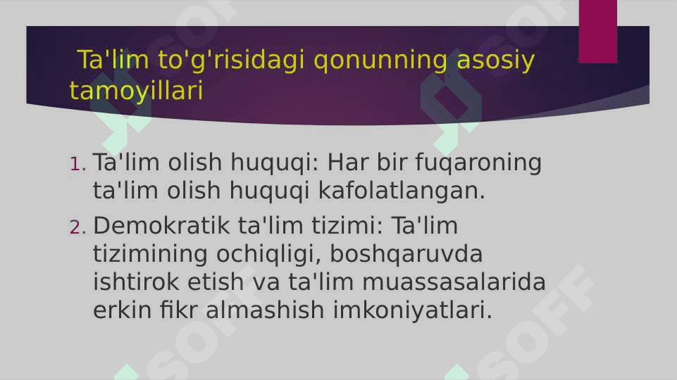 O’ZBEKITON RESPUBLIKASI TA’LIM TO’G’RISIDAGI QONUNi 7