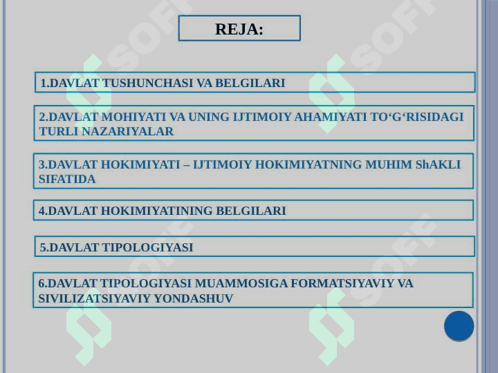 DAVLAT TUSHUNCHASI BELGILARI, MOHIYATI VA TIPLARI pptx 2