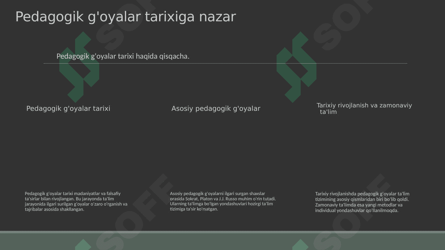 Pedagogik g'oyalarning rivojlanish bosqichlari 4