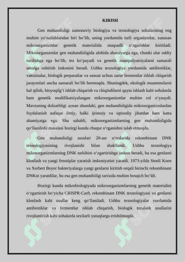 Mikroorganizmlarning gen muhandisligida qoʻllanilishi 2