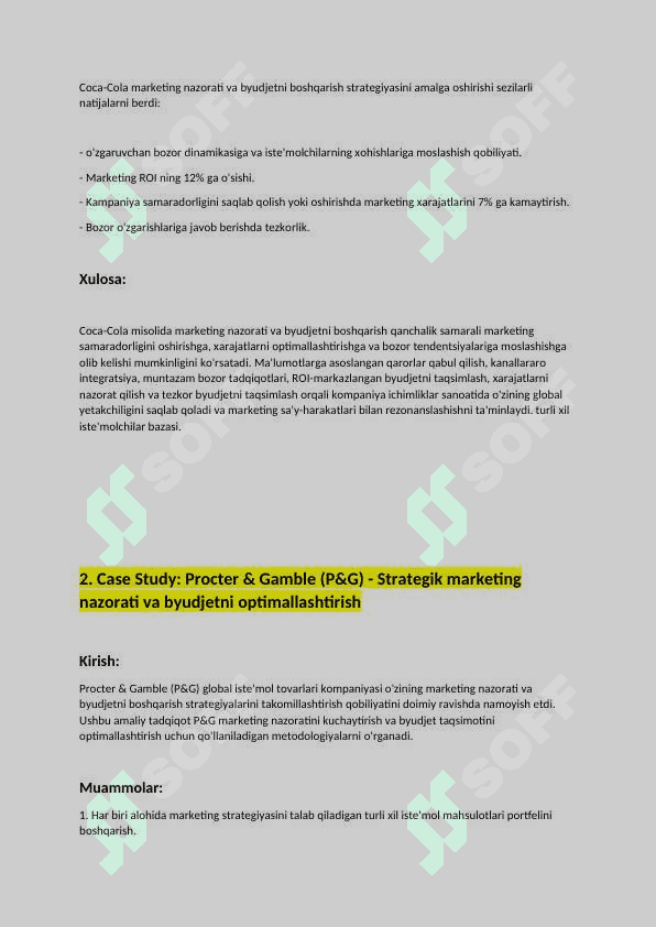 Marketing keys: Marketing nazorati va byudjeti 3