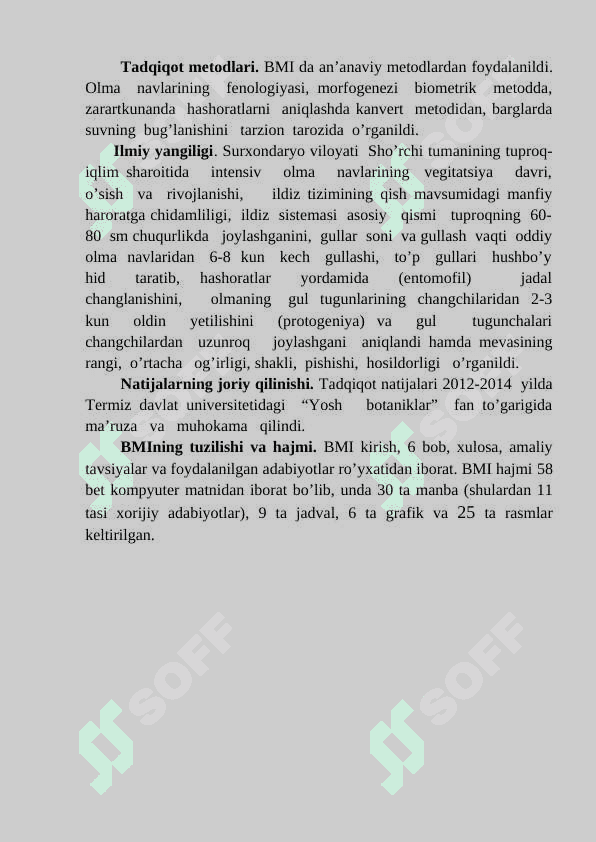 Sho’rchi tumani Intensiv bog’ sharoitida  olmaning  o’sishi  va   rivojlanishi 4