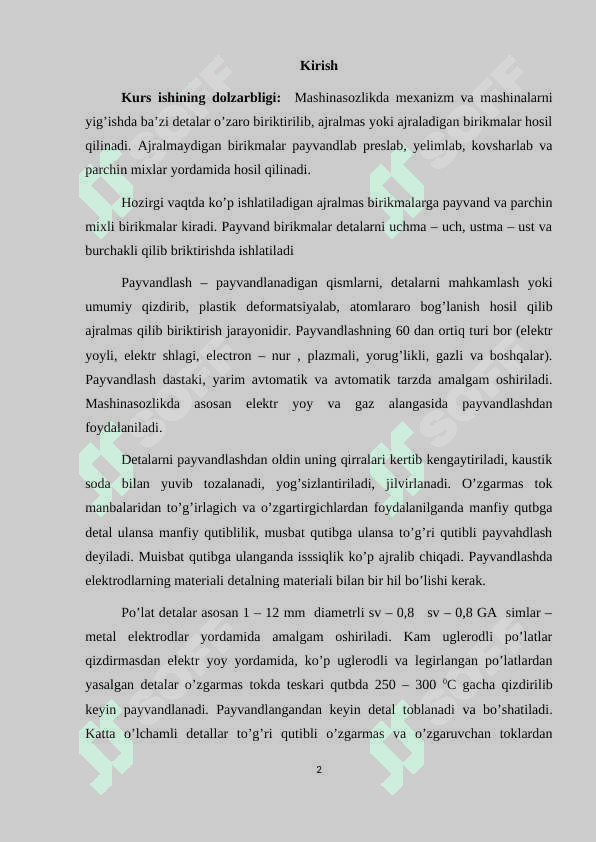 Birikmali detallar tayyorlash konissimon shakildor va fason yuzalar hosil qilish hamda ishlov berish texnologiyasi 2