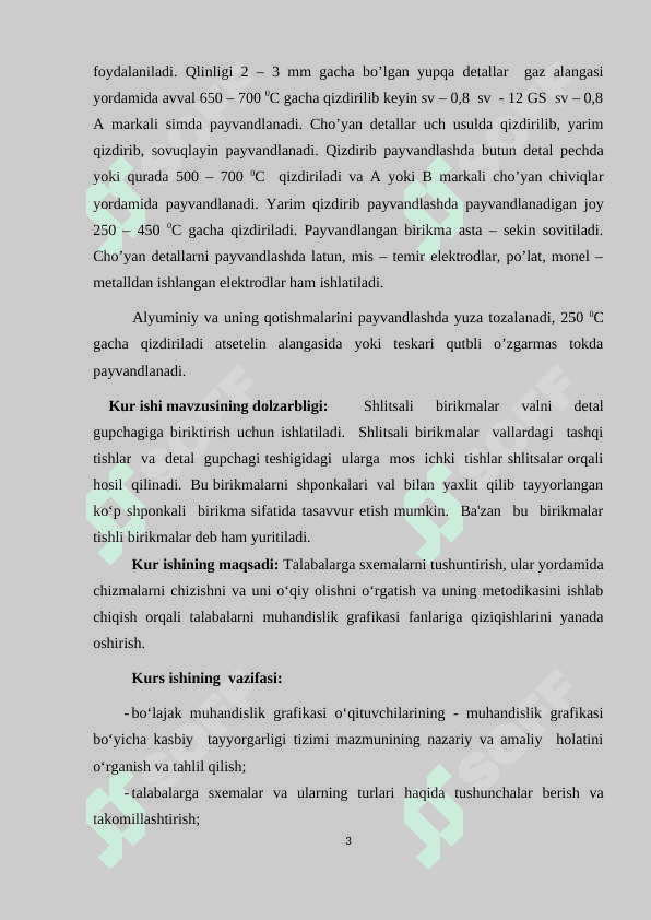 Birikmali detallar tayyorlash konissimon shakildor va fason yuzalar hosil qilish hamda ishlov berish texnologiyasi 3