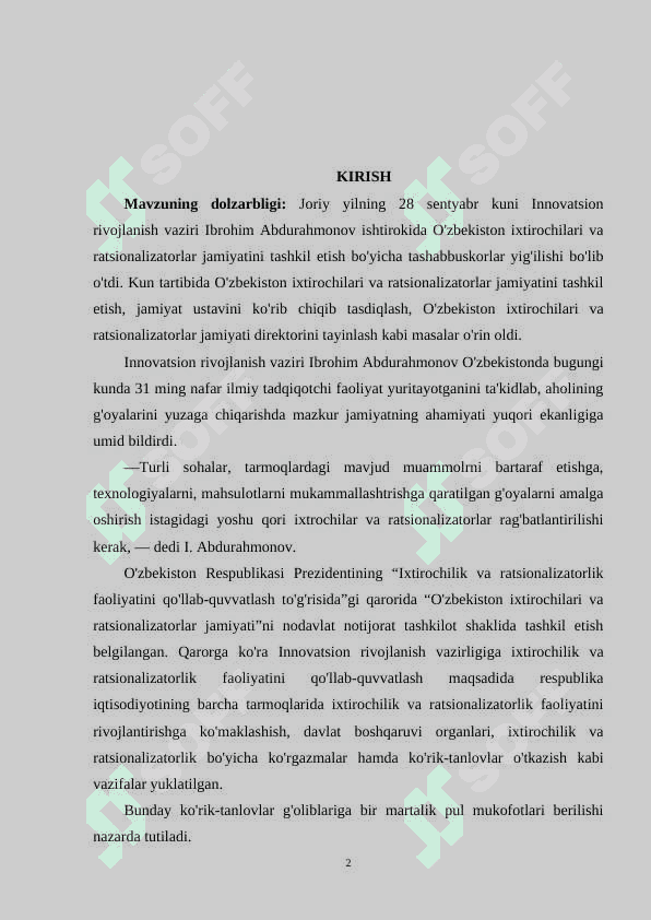 IXTIROCHILIK VA RATSIONALIZATORLIK FAOLIYATI 2