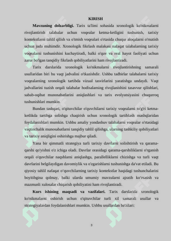 Tarix darslarida xronalogik koʻnikmalarini shakllantirish usullari. 3